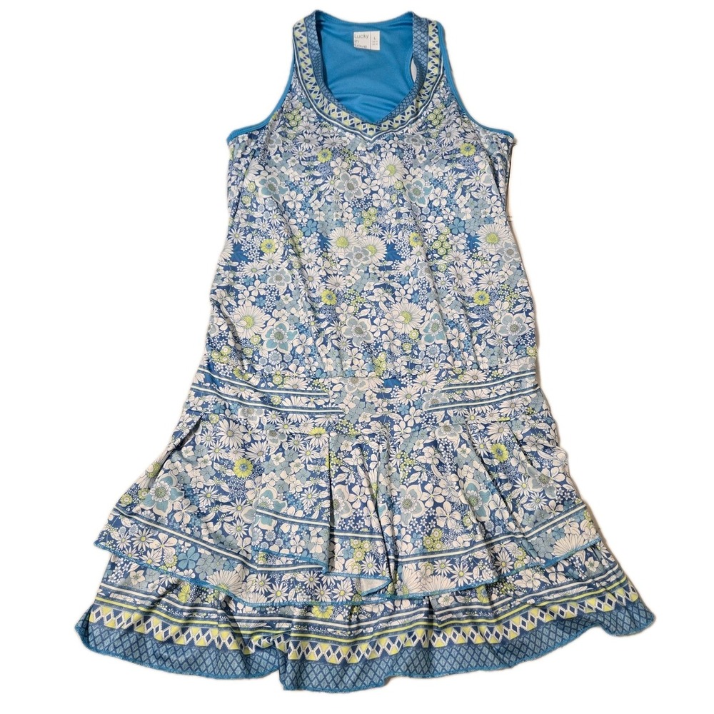 Lucky in Love Women's Spring Blossom V-neck Tennis Dress Size Large NWT